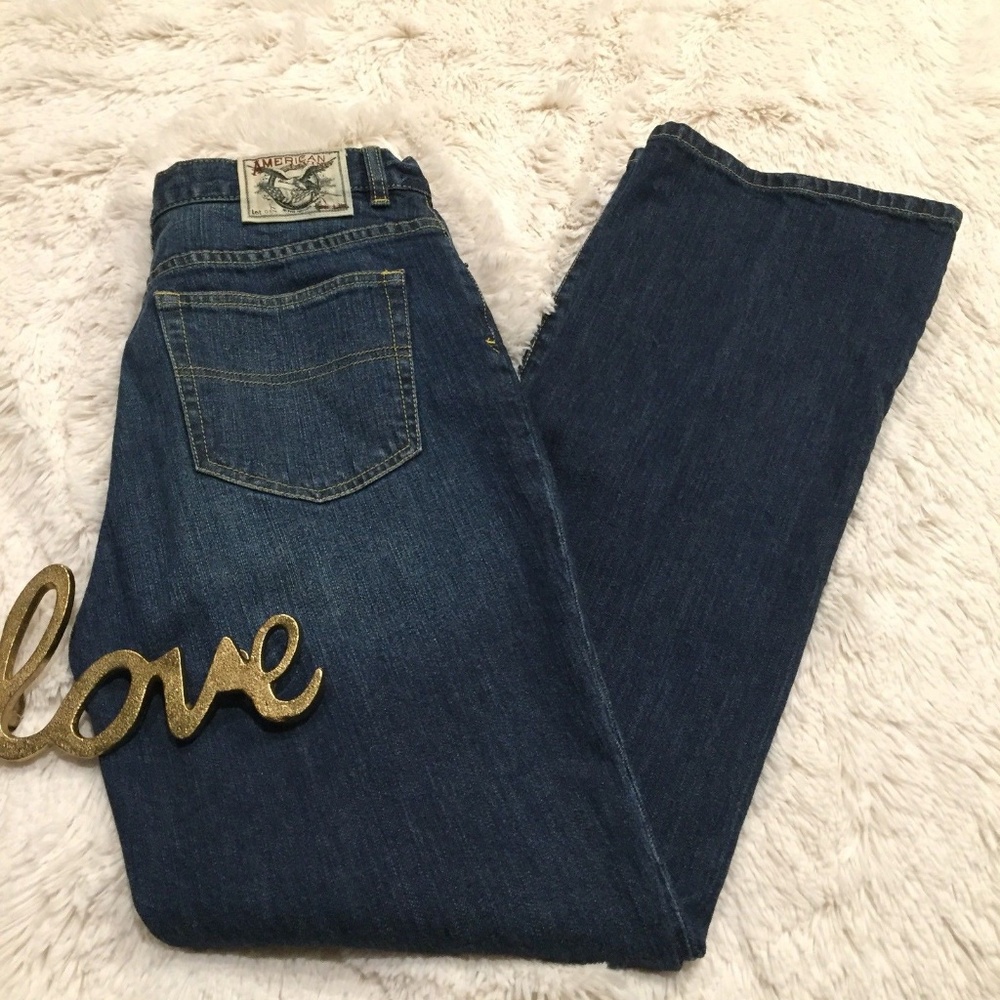 AMERICAN LIVING Patch Boot Cut Denim Elastic Blue